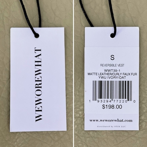 We Wore What Size Small Vest Faux Fur/Leather Reversible Vest Ivory Oat New NWT - Picture 9 of 12